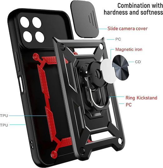 Techsuit Shield Back Cover Plastic / Silicon Negru (Honor X8a)