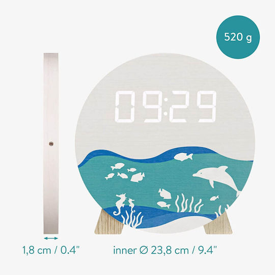 Navaris Design Ocean Tischuhr Digital LED Holz Weiß 58958.03