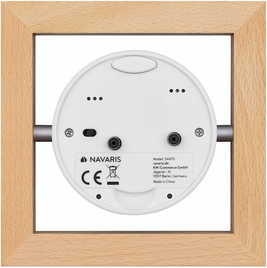 Navaris Design Square Tabletop Clock with Indicators Wooden with Alarm Clock Brown 54473.24.02