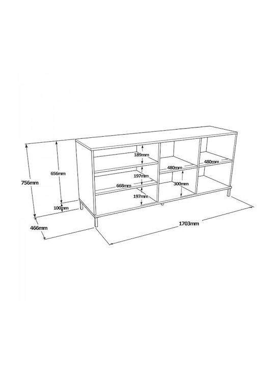 Bufet Evaluate din Lemn Gri 170x46.5x75.5cm