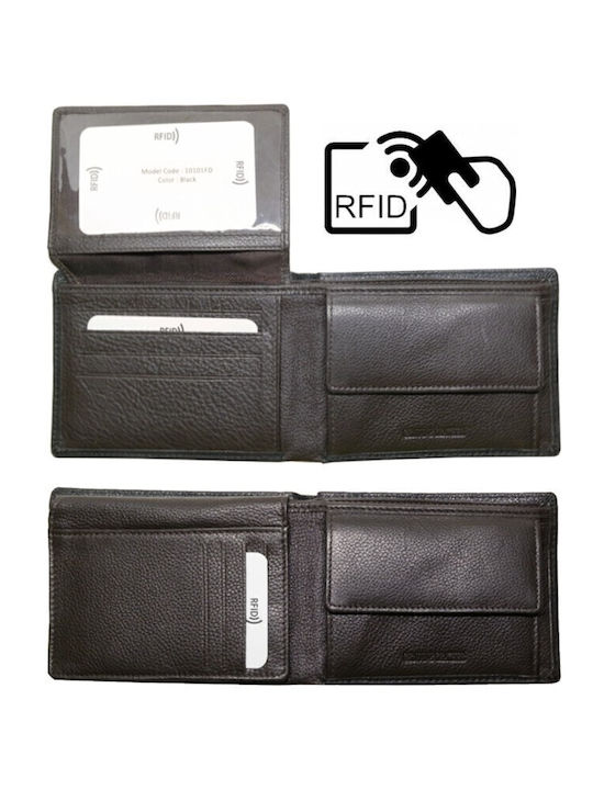 10101FD-0 Leder Herren Geldbörse Klassisch mit RFID Schwarz