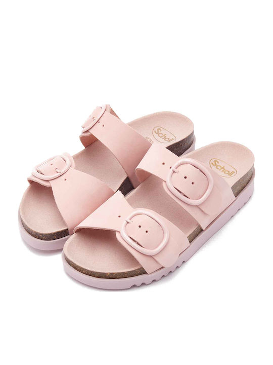Ambre Leder Flache Sandalen für Damen in Rosa Farbe