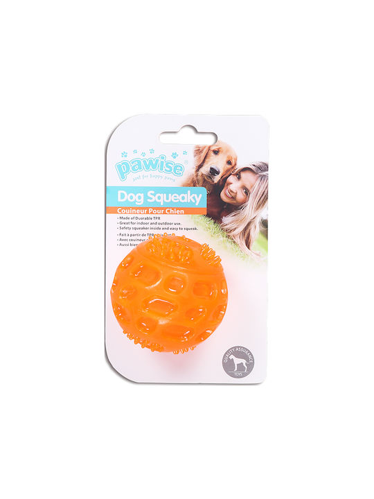 Pawise Squeaky Plastic Ball Dog Toy Orange