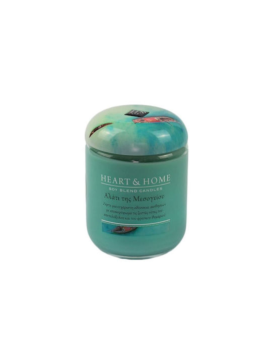 Heart & Home Scented Soy Candle Jar with Scent Mediterranean salt Green 115gr 1pcs