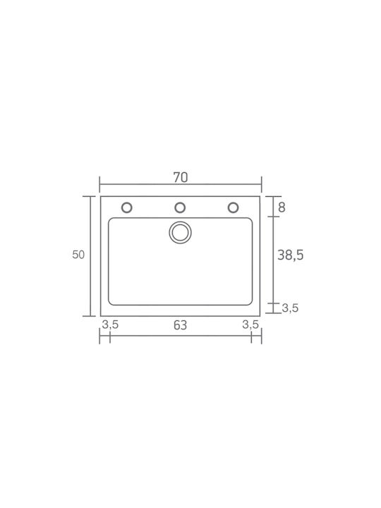 Sanitec Classic Drop-In Sink Synthetic Granite W70xD50cm White 00