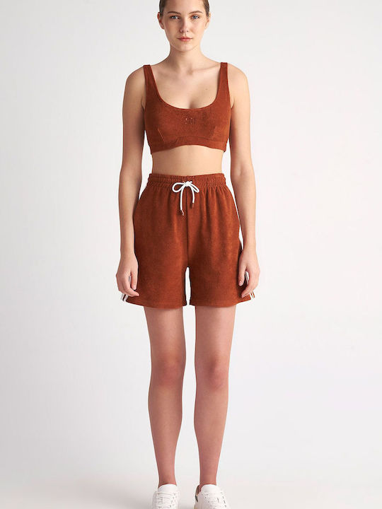 SugarFree Women's Crop Top with Straps Brown