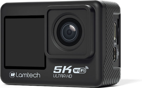 Lamtech LAM113232 Екшън камера 5K Водоустойчива (с Калъф) с Екран 2" и Wi-Fi Черна