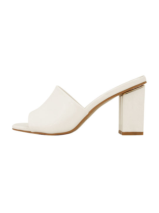 Gianna Kazakou Mules mit Chunky Hoch Absatz in Beige Farbe