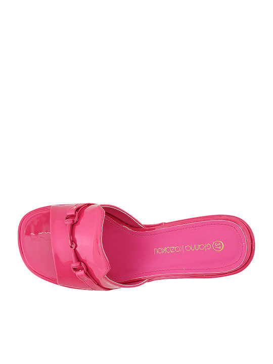 Mauchen Mule cu Gros cu gleznă înaltă Toc în Culoare Fuchsia