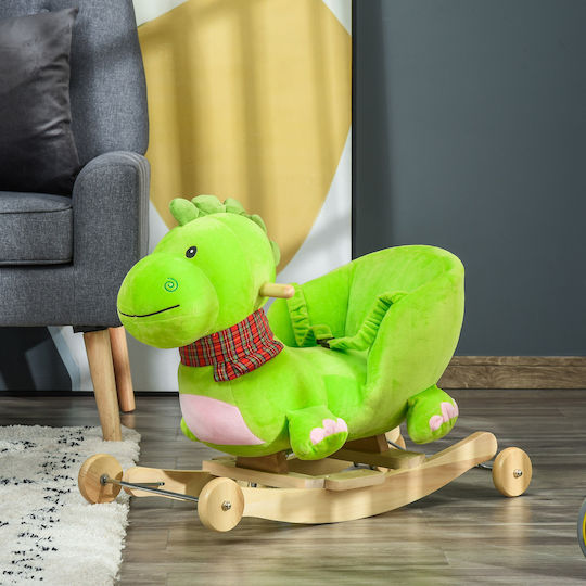 HomCom Dragon Качулка Играчка с Колелца Зелен