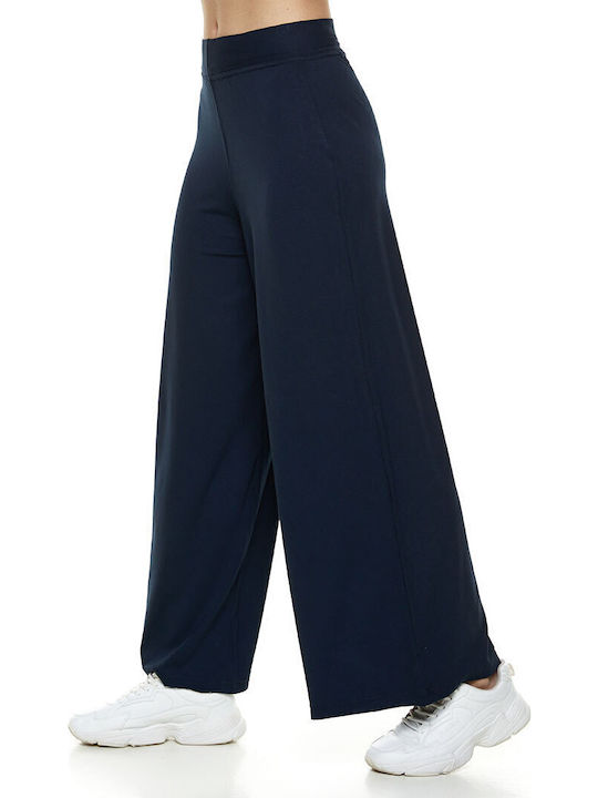 Hohe Taille Jogginghose Breit Marineblau