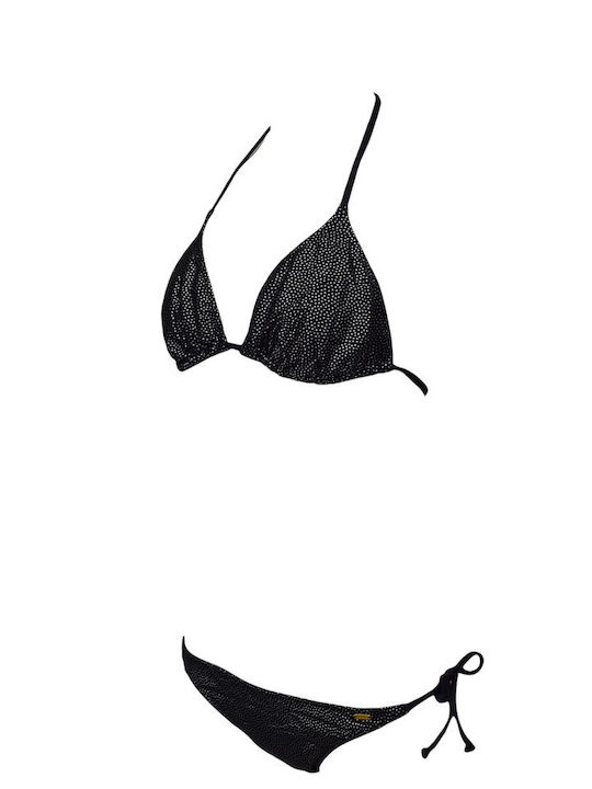 Set Bikini Dreieck & Brasilien Polka Dot Schwarz