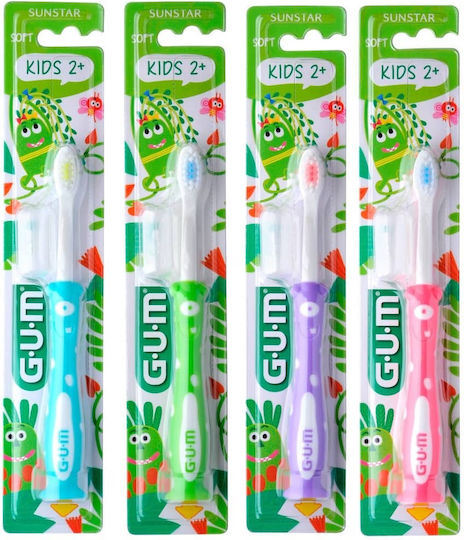 GUM Sunstar - Kids Monster Kids Toothbrush for 2+ years Pink