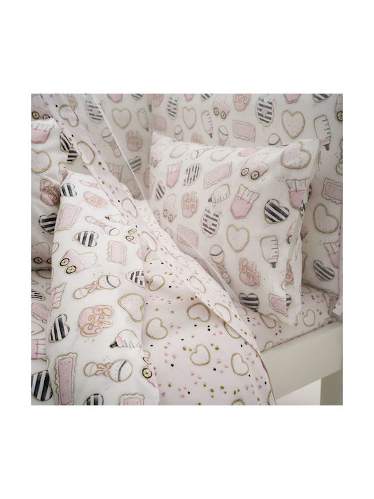 Vesta Home Pinky Set Baby Bettwäsche Für Wiege Baumwolle Rosa 70x125cm 3Stück