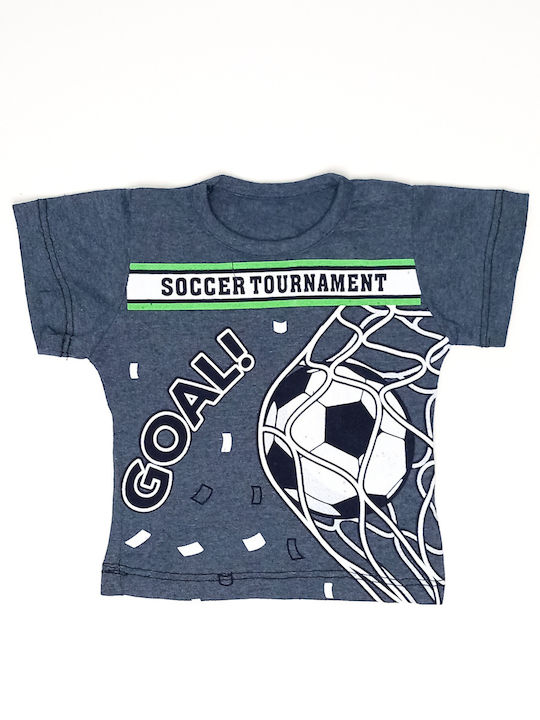 Set of blue short-sleeved blouse-grey shorts "Goal"