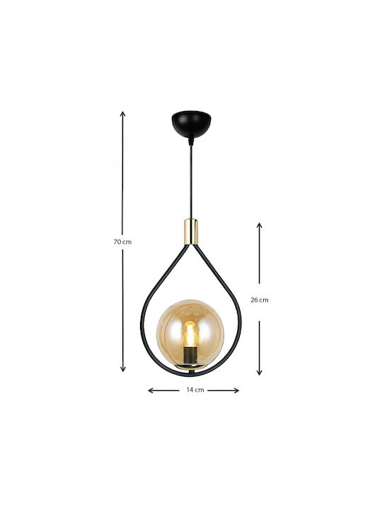 Megapap Pendant Light Black with Socket E27 14x26x70cm