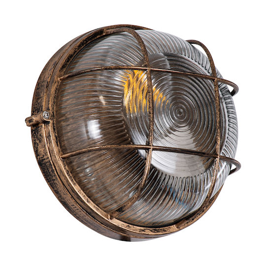 GloboStar Boatlight Wandmontierte Außen-Schildkrötenleuchte E27 IP65 17.5x17.5x9εκ.