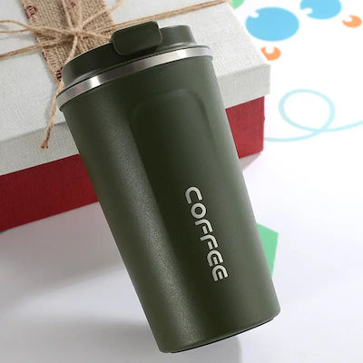 Techsuit Glass Thermos Stainless Steel Green 380ml KF2313499