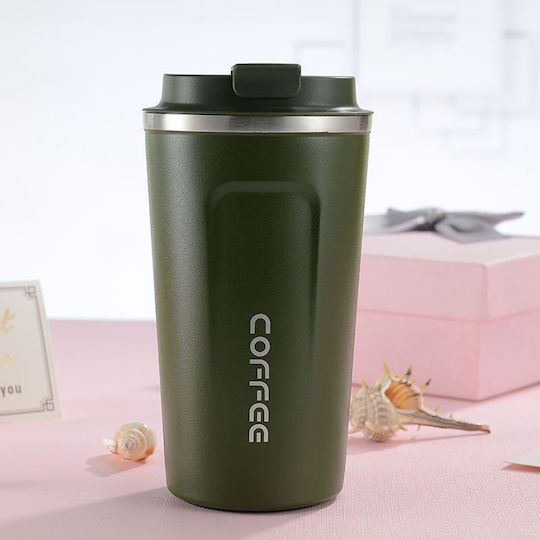 Techsuit Glass Thermos Stainless Steel 380ml Green