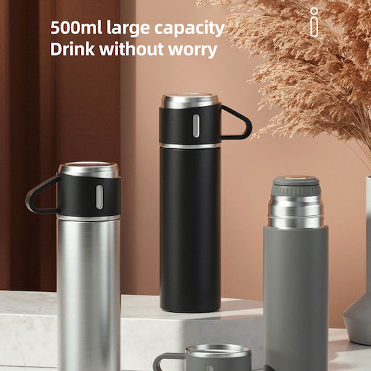 Techsuit Μπουκάλι Θερμός Ανοξείδωτο 500ml Μαύρο