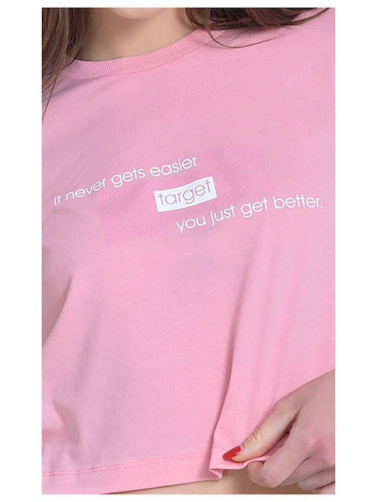 Better Γυναικείο Crop Top Κοντομάνικο Καλοκαιρινό Ροζ