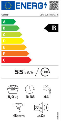 Candy Πλυντήριο Ρούχων 8kg 1200 Στροφών Active Motion CSO 1285TW4/1-S