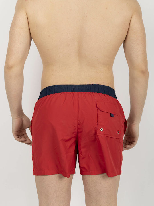 La Martina Men's Swimwear Shorts Red with Patterns