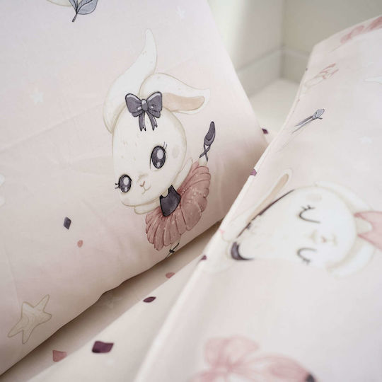 Vesta Home Set Kinderbettlaken Baumwolle Ballarina Rosa 170x260cm 3 Stück