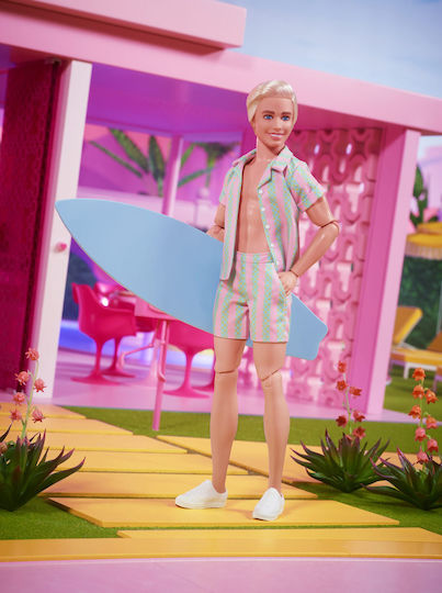 Barbie The Movie Wearing Pastel Striped Beach Matching Set Collectible Boy Doll Ken for 3+ years+ Years 33.02cm