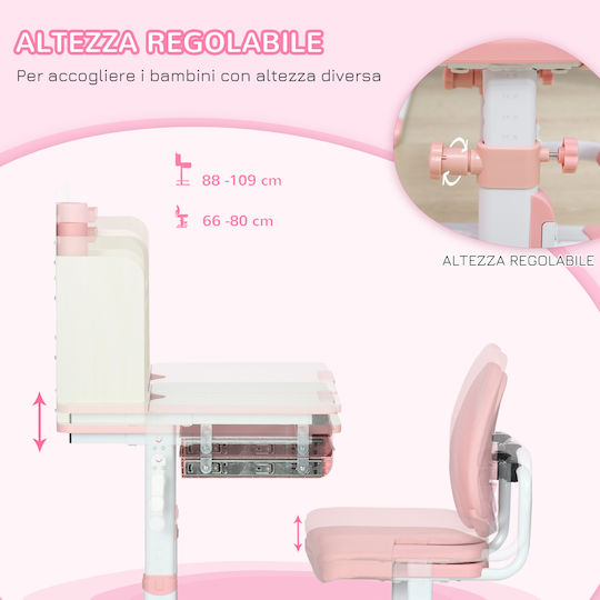 Kinder Schreibtisch Rosa 80x52x88-109cm Kinder Schreibtisch Rosa 80x52x88-109cm