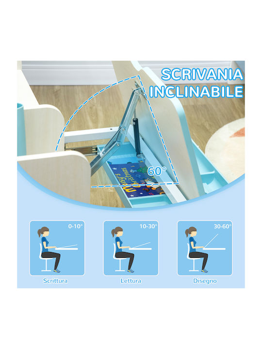Kinder Schreibtisch Hellblau 80x52x88-109cm