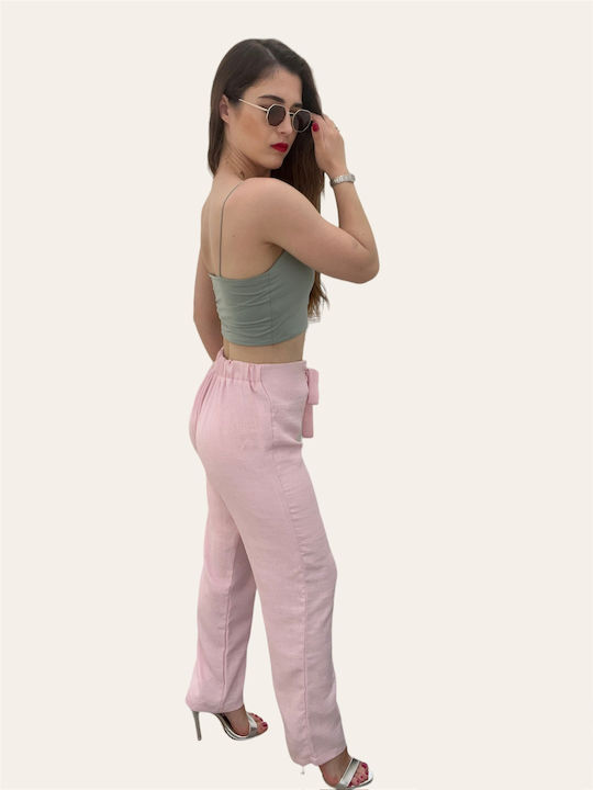 Women's Linen Pants Pink