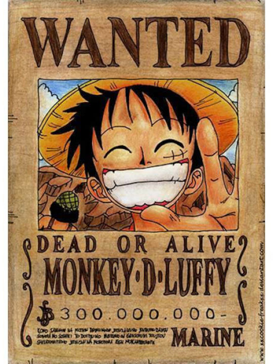 Takeposition T-shirt One Piece Monkey D.Luffy Wanted σε Μαύρο χρώμα