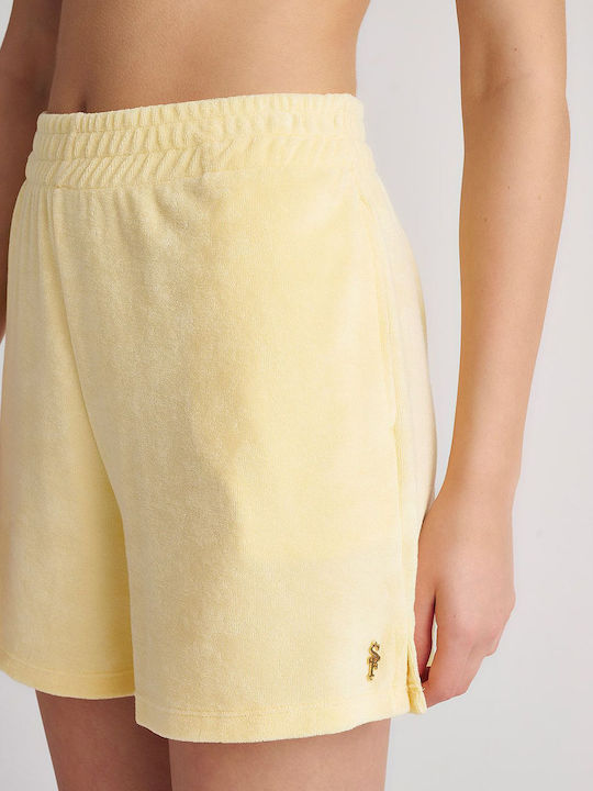 SugarFree Women's Terry Sporty Shorts Yellow