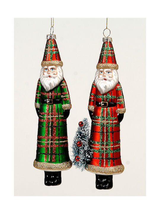 Santa Claus Ornament For the Tree Green 94089 a 22 cm.