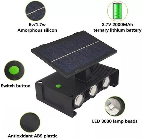 Andowl Σετ 6 Επιτοίχια Ηλιακά Φωτιστικά 1.7W με Θερμό Λευκό Φως 3000K IP65 15.5x10x4εκ.