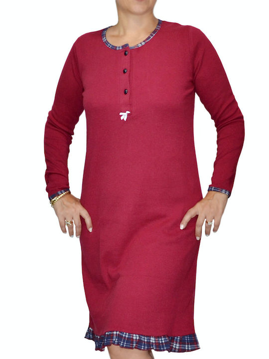 Billy Nightgown Regular Long Sleeve in Bordeaux color