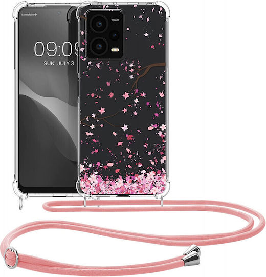 KWmobile Design Cherry Blossoms Back Cover Silicone with Strap Pink (Redmi Note 12 Pro+)