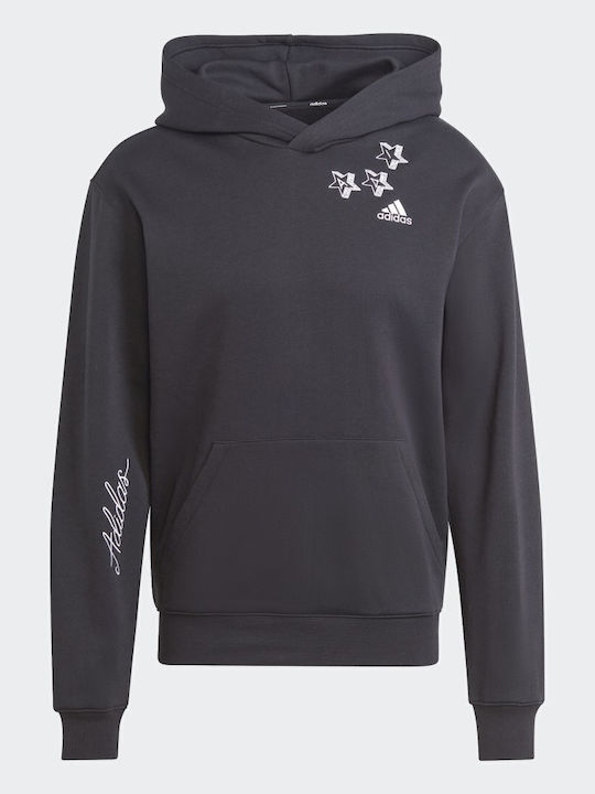Scribble Fleece Фуутър с Качулка Черен