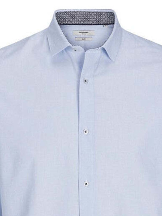 Jack & Jones Men's Shirt Long Sleeve Cotton Light Blue