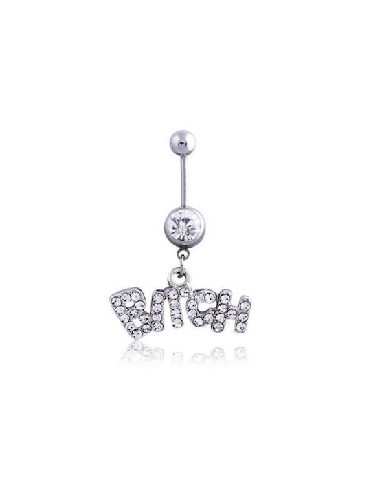 PS Silver Navel Earring Bar made of Steel Gold Plated with Stones