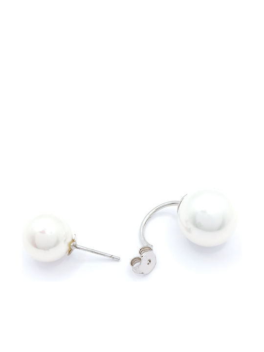 PS Silver Σκουλαρίκια Ear Jackets από Ασήμι με Πέτρες & Πέρλες