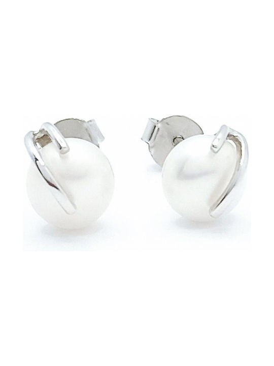 PS Silver Earrings made of Platinum with Pearls