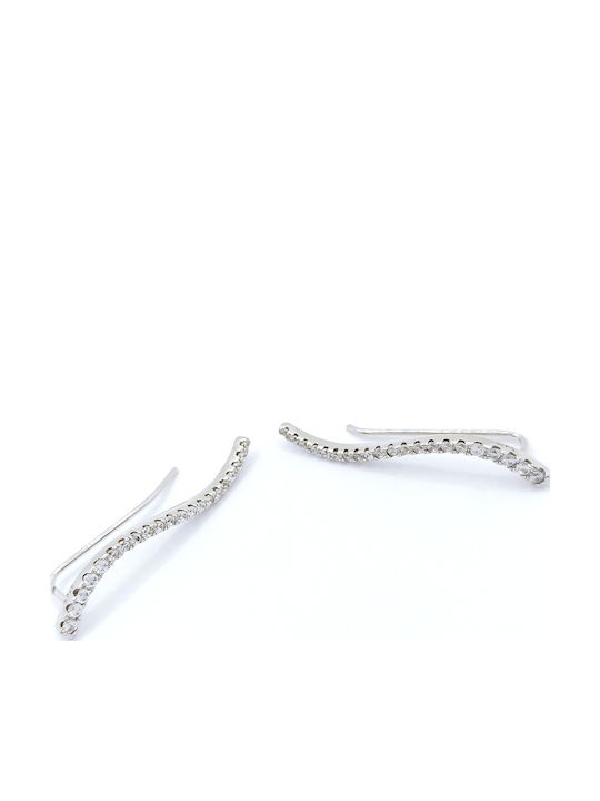 PS Silver Σκουλαρίκια Ear Climbers από Ασήμι με Πέτρες