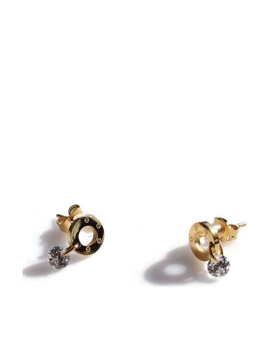 Bizoutaki Earrings made of Steel Gold Plated with Stones