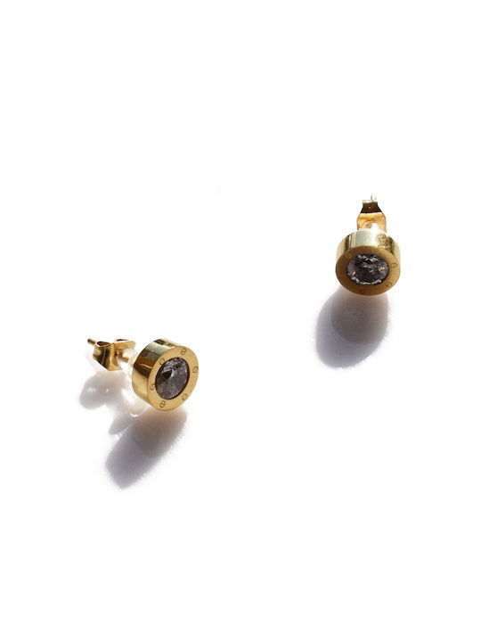 Bizoutaki Earrings made of Steel Gold Plated with Stones