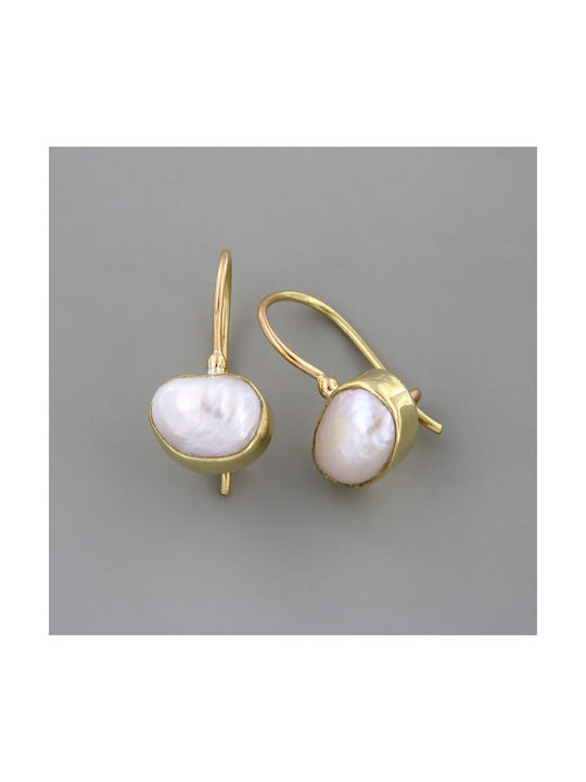 Ηώς Earrings Dangling made of Gold 18K with Stones & Pearls