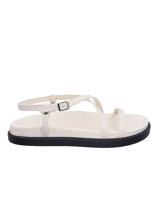 Softies Leather Women's Flat Sandals Anatomic in White Color