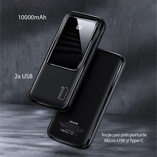 Usams PB58 Power Bank 10000mAh mit 2 USB-A Anschlüssen Schwarz