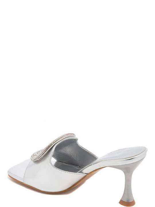 Keep Fred Thin Heel Mules HIL-390-SILVER